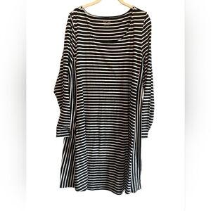 Apt. 9 Black and White Striped Long Sleeve Dress